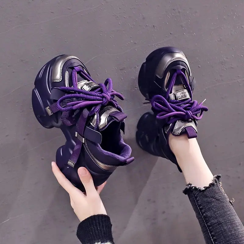 Fujin 8cm Women Platform Wedge Spring Boots Casual Genuine Leather Vulcanize Ankle Autumn Chunky Sneakers Ergonomic Woman Shoes