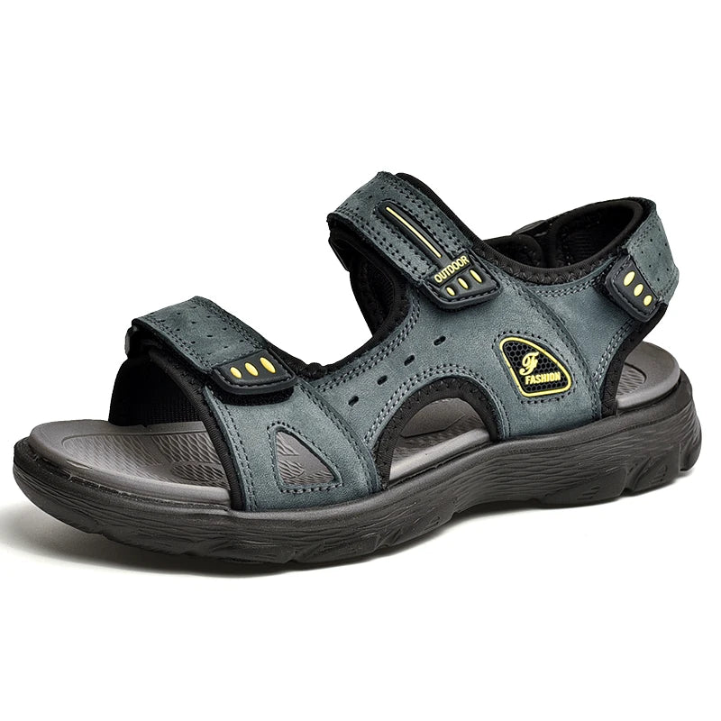 New Summer Men Genuine Leather Sandals Classic Casual Shoes Men Outdoor Beach Sandals Roman Summer Men's Water Shoes Size 38-46
