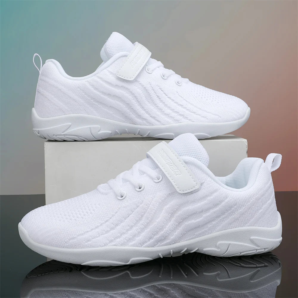BAXINIER Girls Cheer Shoes White Cheerleading Dance Sneakers for Youth Shool Walking Shoes Athletic Training Tennis Shoes