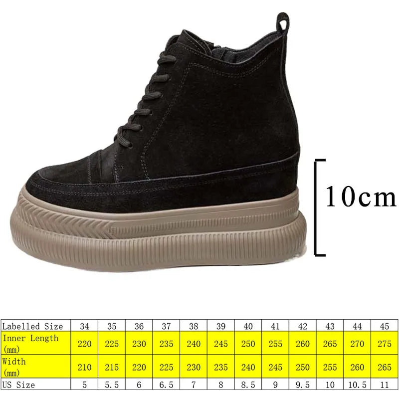 Fujin 10cm Suede Cow Genuine Leather Spring Motorcycle Fashion ZIP Ankle Boots Platform Wedge Flats Women Autumn British Shoes