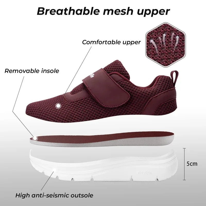 FitVille Women'S Shoes Wide Sneakers Diabetes Shoes Adjustable Strap For Swollen Feet Slip On Walking Lightweight Comfortable