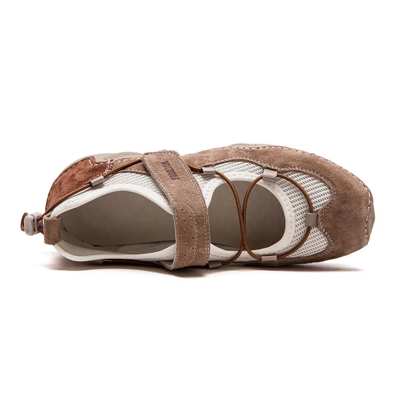DRKANOL 2025 Fashion Mixed Colors Summer Air Mesh Shoes Women Breathable Shallow Hook And Loop Casual Single Flat Shoes H65711J