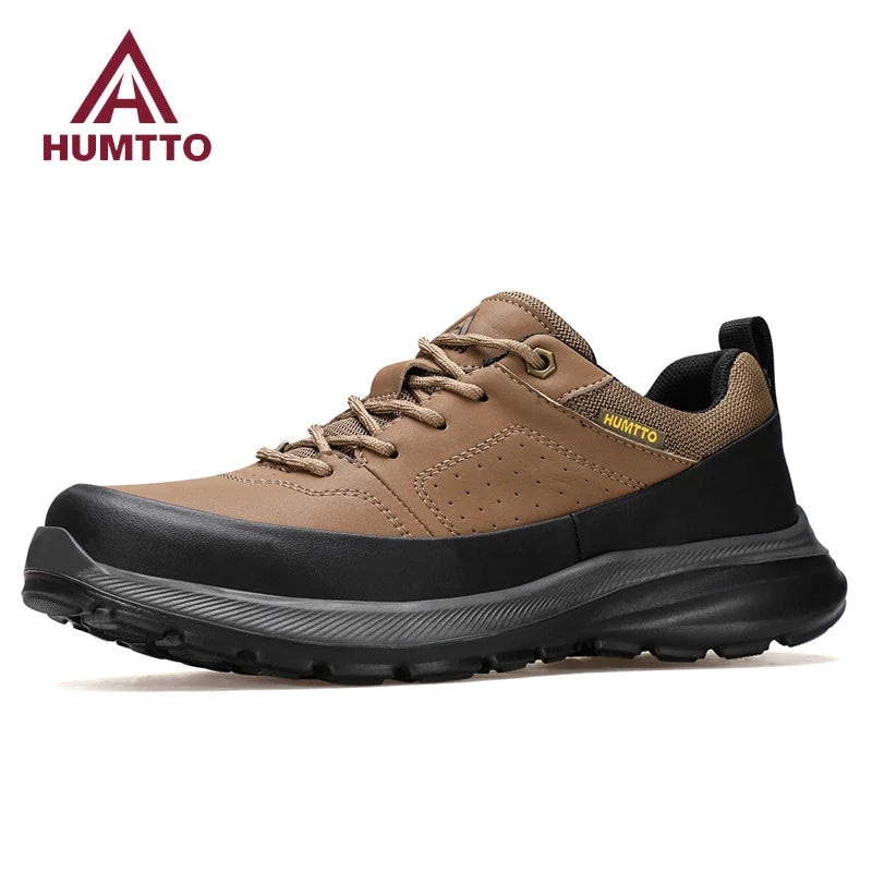 HUMTTO Leather Hiking Shoes Non-slip Men's Sports Shoes Outdoor Safety Walking Sneakers for Man Breathable Trekking Boots Men