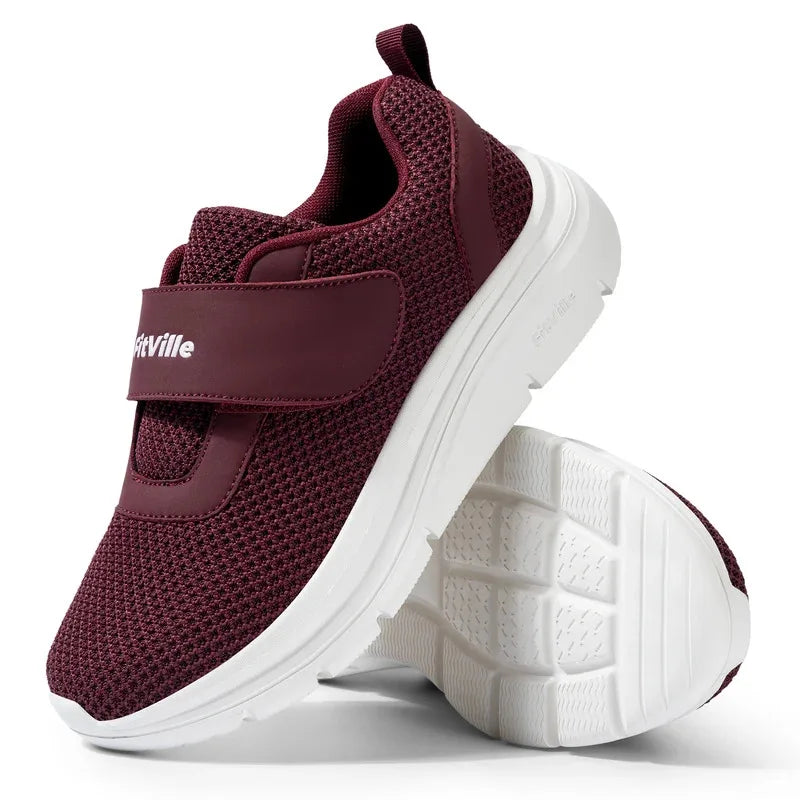 FitVille Women'S Shoes Wide Sneakers Diabetes Shoes Adjustable Strap For Swollen Feet Slip On Walking Lightweight Comfortable