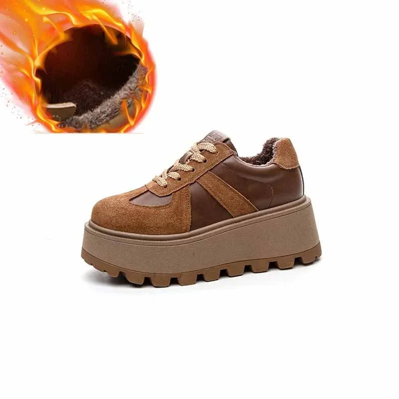 Fujin 8.5cm Women Luxury Microfiber Genuine Leather Platform Wedge Pumps Comfy Ankle Booties Spring Autumn Ankle Boots Shoes