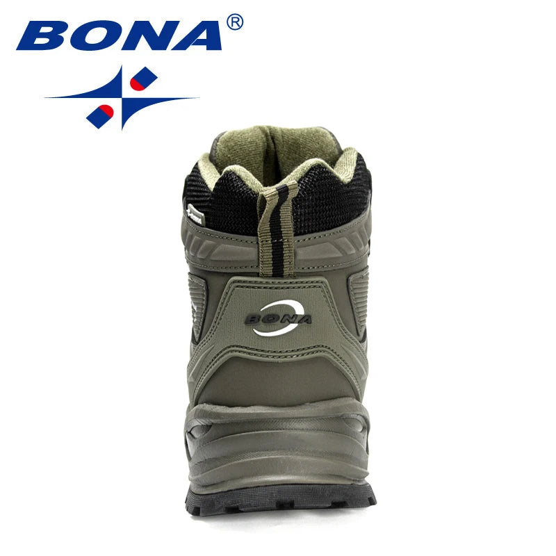 BONA 2023 New Designers High Top Hiking Shoes Men Anti-Slip Outdoor Climbing Trekking Shoes Man Tactical Plush Winter BootsBoots