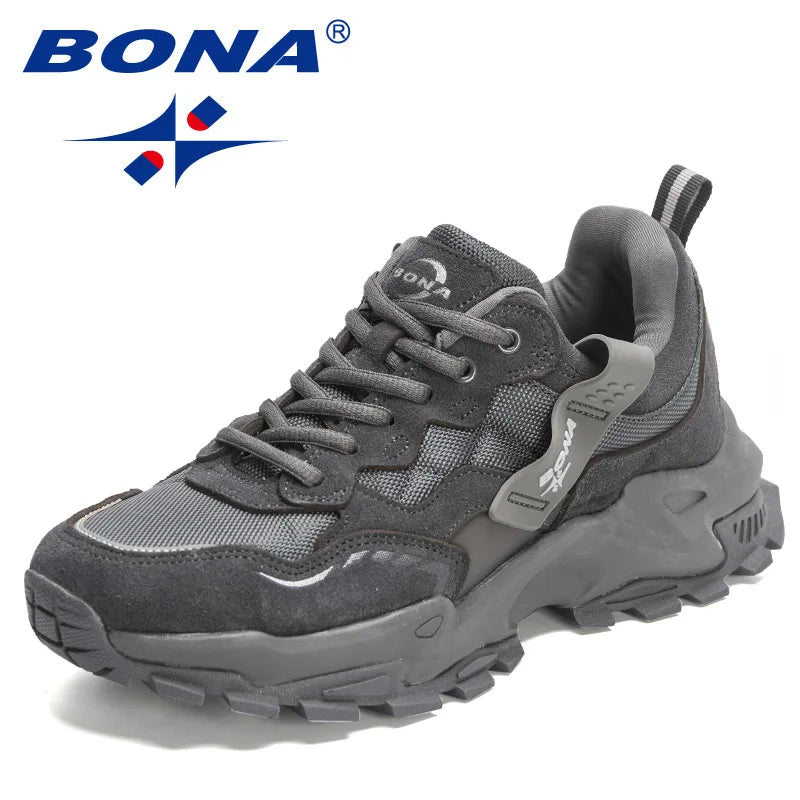 BONA 2023 New Designers   Wear-resistant sole Athletic Training Sneakers  Men Non-slip Man Jogging Shoes  Action Leather Running