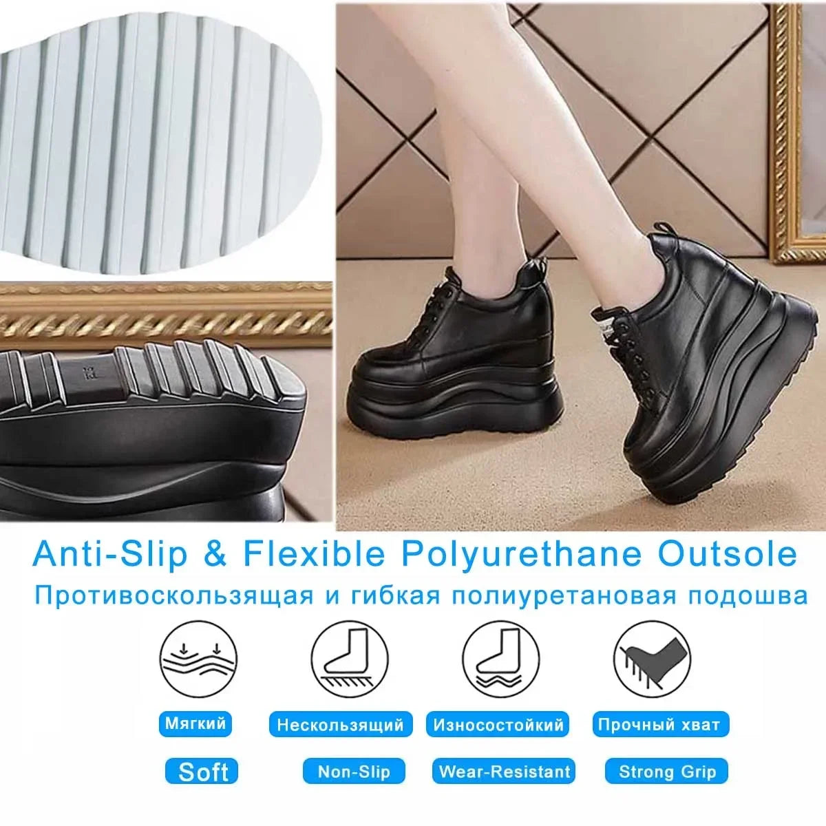 Fujin 13cm 2025 Genuine Leather Platform Wedge Flats Shoes Chunky Sneaker Casual Comfy High Brand Spring Autumn Vulcanize Shoes