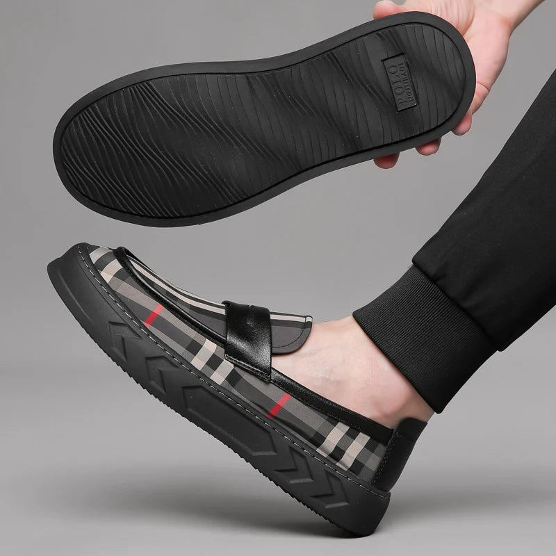 Men's Loafers Casual Shoes Retro Slip on Thick Sole Anti Slip Fashion Breathable Leather Shoes High Quality Office Party Shoes
