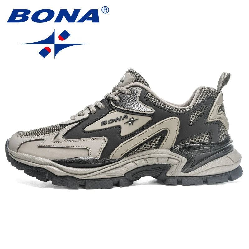 BONA  New Designers Mesh Running Shoes Breathable Training Shoes Men Lightweight Sneakers Non-Slip Tennis Walking Shoes Man
