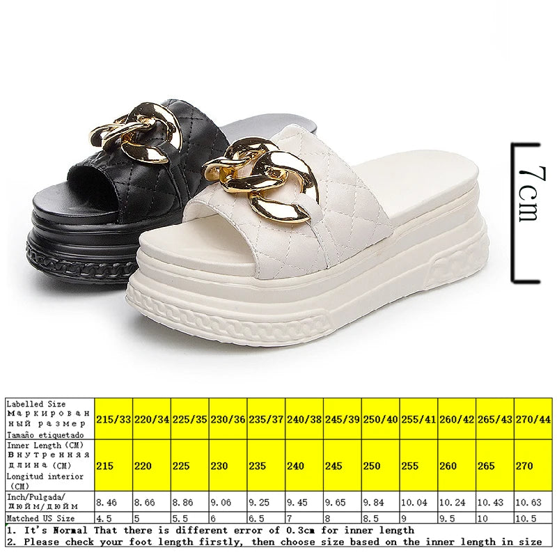 Fujin 7cm Genuine Leather Women Summer Shoes Outside Slippers Beach Shoes Platform Wedges Slides Sandals Beach Shoes