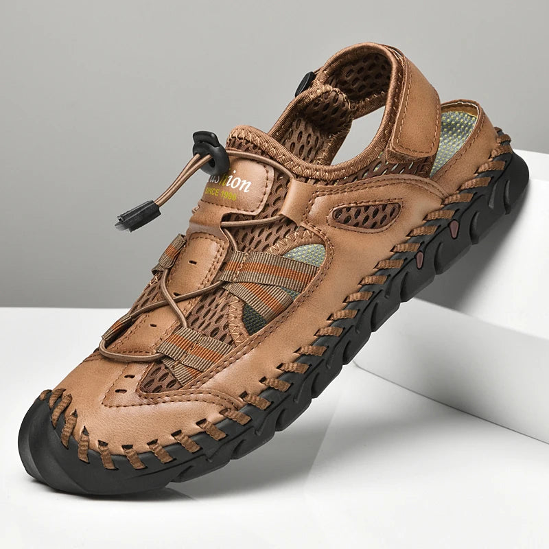 New Summer Breathable Men Sandals Fashion Roman Sandals Handmade Mesh Men Casual Shoes Platform Outdoor Men's Beach Sandals