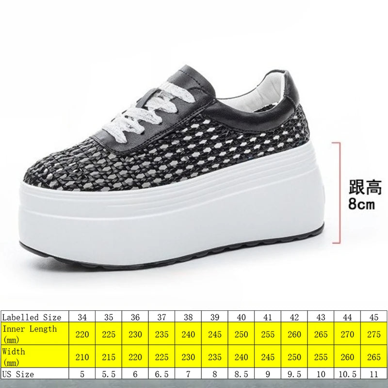 Fujin 8cm Air Mesh Weave Microfiber Leather High Brand Platform Wedge Fashion Summer Comfy Shoes Sandals Women Chunky Sneaker