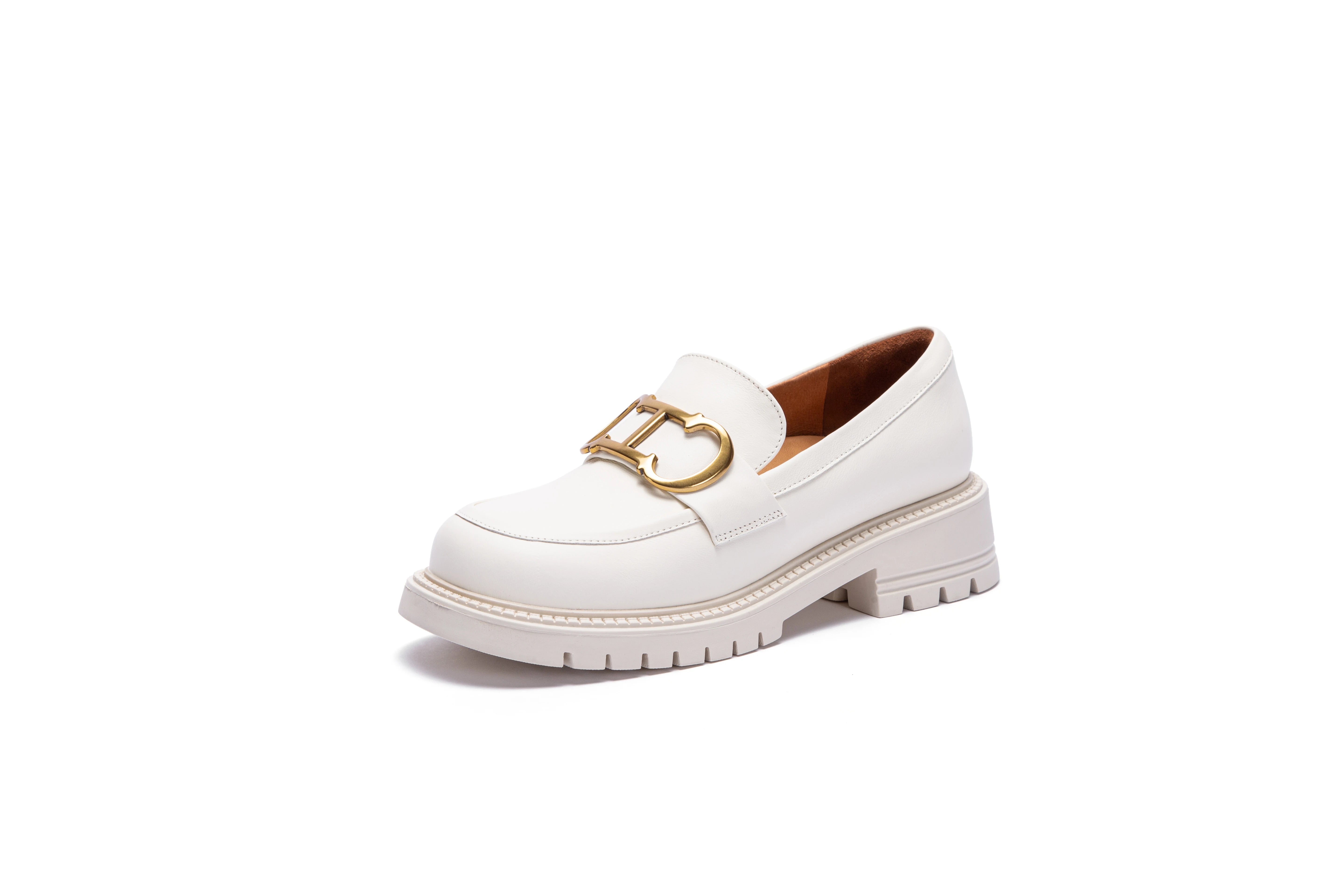 Balance Shoes Technology Orthopedic Women's Shoes Thick Single Shoes Casual Shoes Beige Beige Leather Loafers