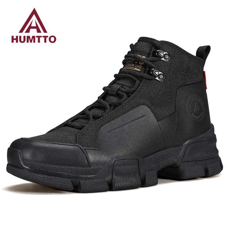 HUMTTO Breathable Trekking Boots Genuine Leather Hiking Shoes for Men Non-slip Men's Sports Shoes Winter Outdoor Safety Sneakers