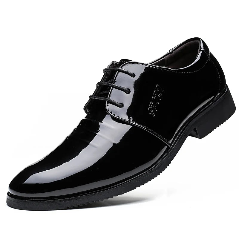 STRONGSHEN Italian Men Patent Leather Shoes Black Soft Bottom Spring And Autumn Man Men's Business Formal Wear Casual Shoes