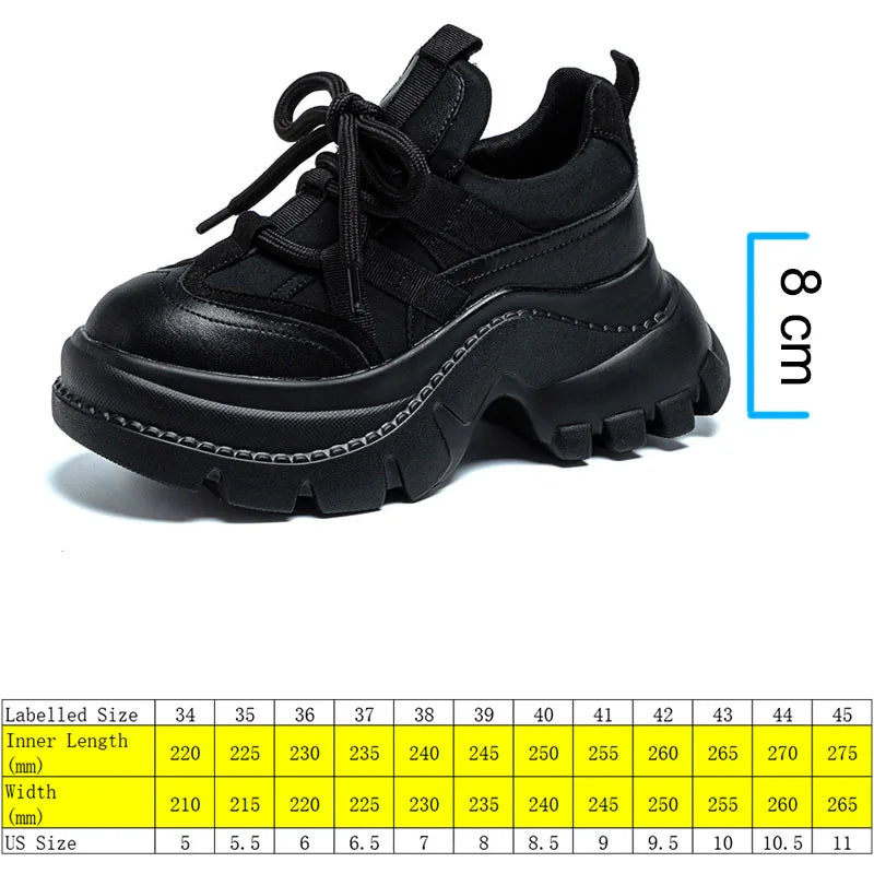 Fujin 8 Cm Women Casual Shoes Genuine Spring Autumn Fall Platform Sneakers Chunky Comfortable Non Slip Heel Walking Shoes