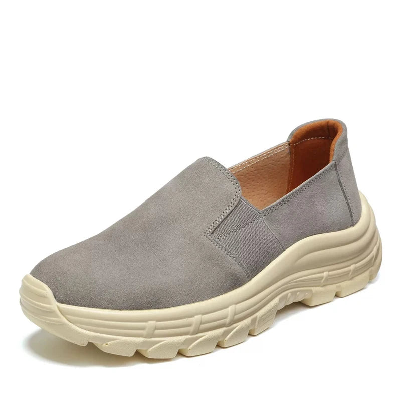 WOIZGIC Women Flats Ladies Mother Female Cow Suede Genuine Leather Shoes Loafers Sports Non Slip Breathable Vulcanized Shoes