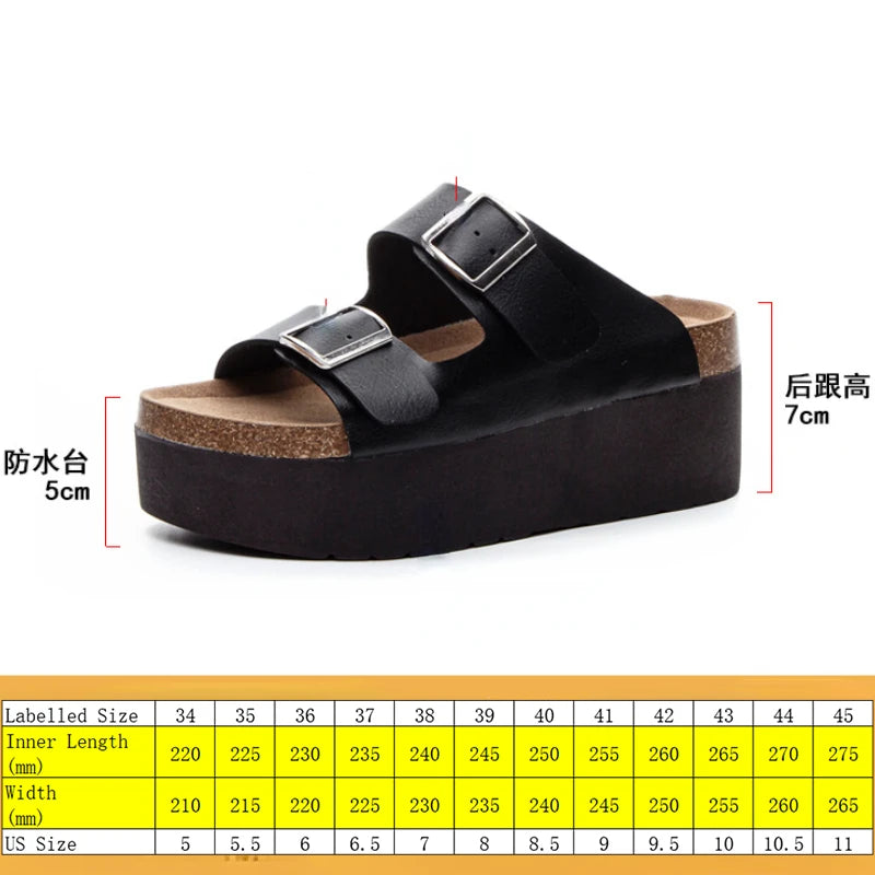 Fujin 7CM Cow Genuine Leather Synthetic Slippers Sandal Shoes Platform Wedge Women Ladies Summer Peep Toe High Brand Fashion
