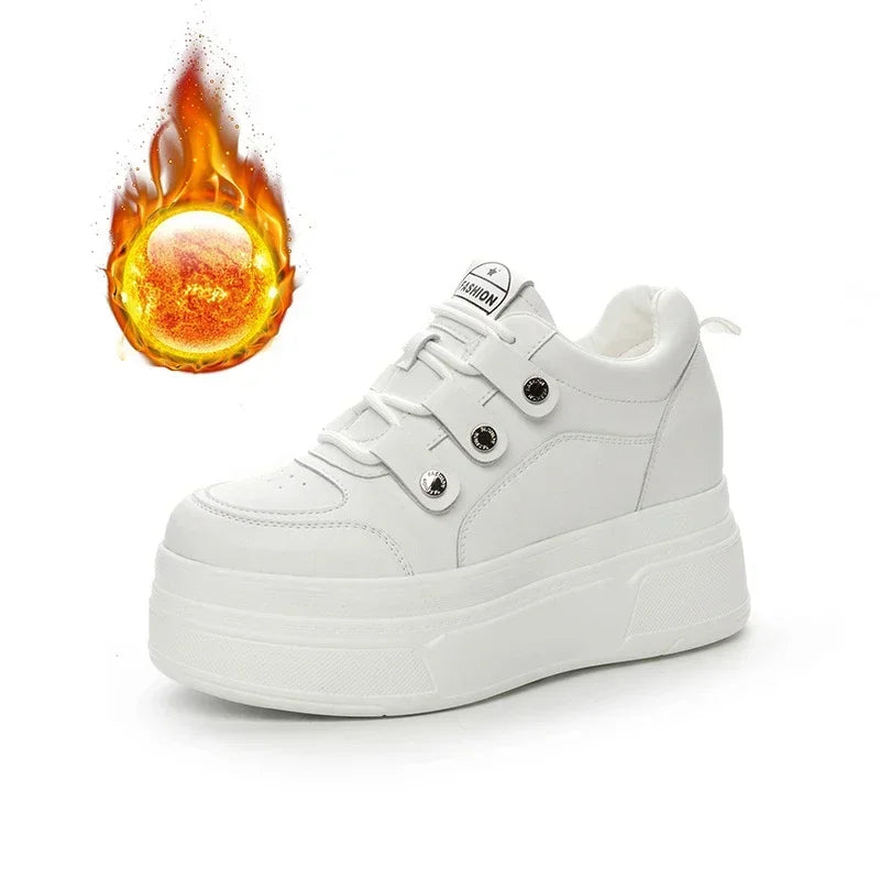 Fujin 9cm Microfiber Genuine Leather Vulcanize Summer High Brand Comfy Spring Autumn Platform Women Chunky Sneaker Loafer Shoes