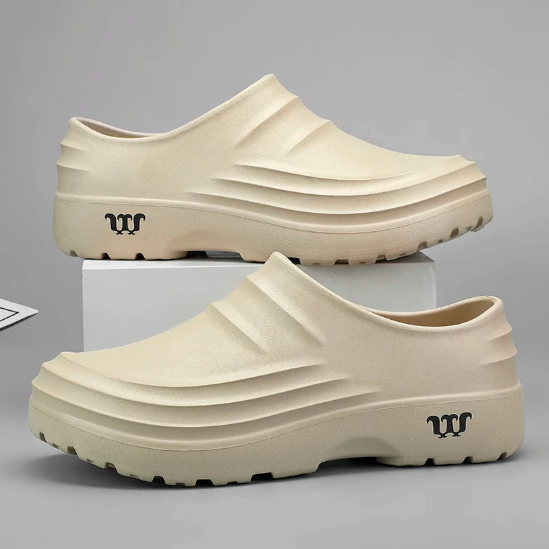Chef Shoes for Men Women Soft Rubber Sandals Garden Shoes Without Holes Clogs Kitchen Hotel Working Big Size 47 48