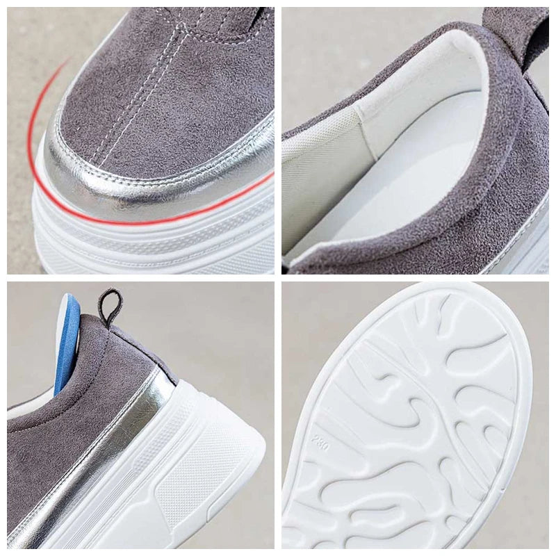 Fujin 8.5cm Synthetic Leather Cloth Chunky Heels Mary Jane Platform Wedge Flats Platform Autumn Breathable Pumps Spring Shoes