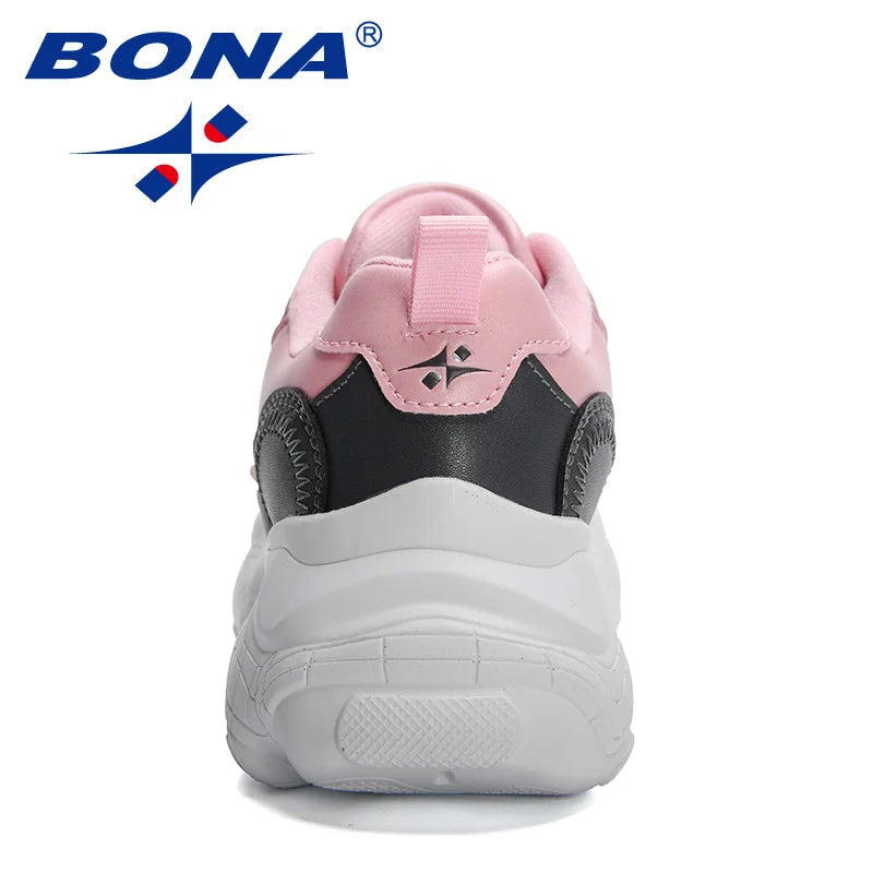 BONA 2023 New Designers Breathable Outdoor Light Weight Sneakers Women Platform Walking Shoes Anti slip and wear-resistant Ladie