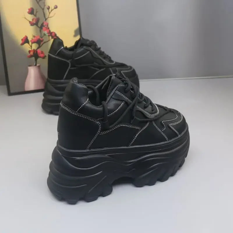 Fujin 10CM 12cm 14cm Suede Genuine Leather Fashion Autumn Chunky Sneakers Women Causal Flats Platform Wedge Spring Shoes