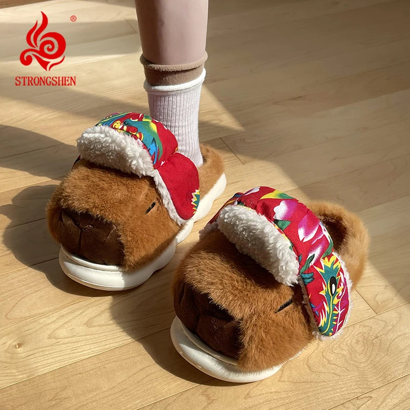 Slippers Men Bedroom Non-slip House Women Shoes Soft Warm Plush Indoor Loafers Fashion Funny Gift Cute House Shoes Unisex