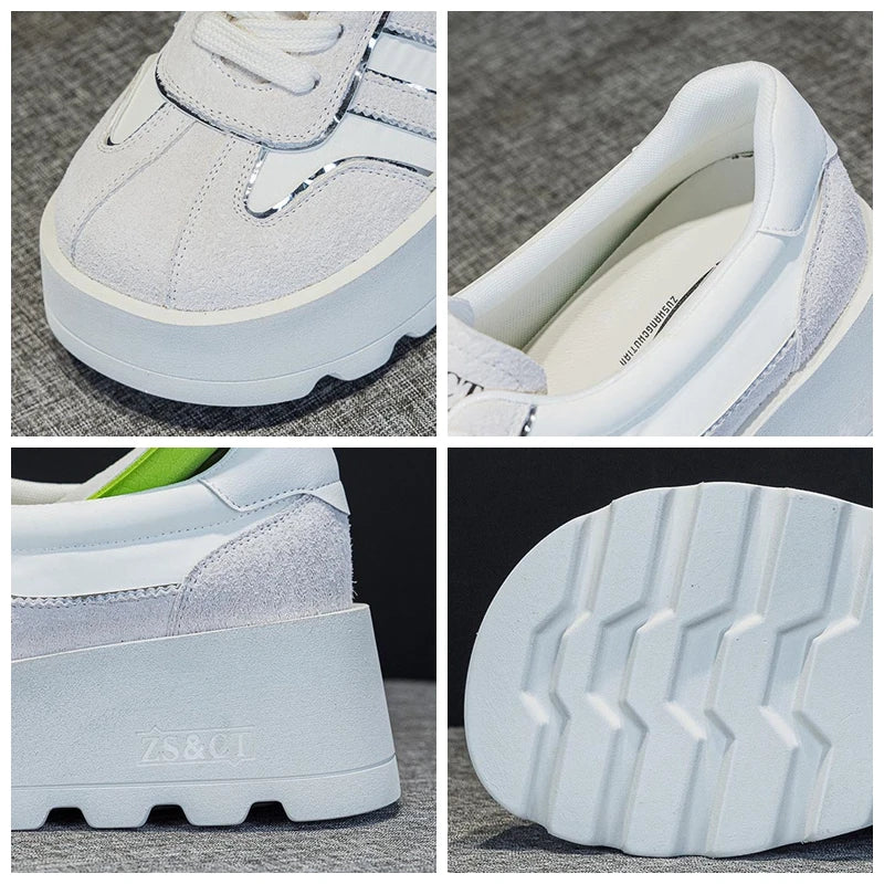 Fujin 6cm 2025 Suede Cow Genuine Leather Booties Autumn Spring Combat Shoes Women Platform Wedge Flats Ladies Ankle Booties