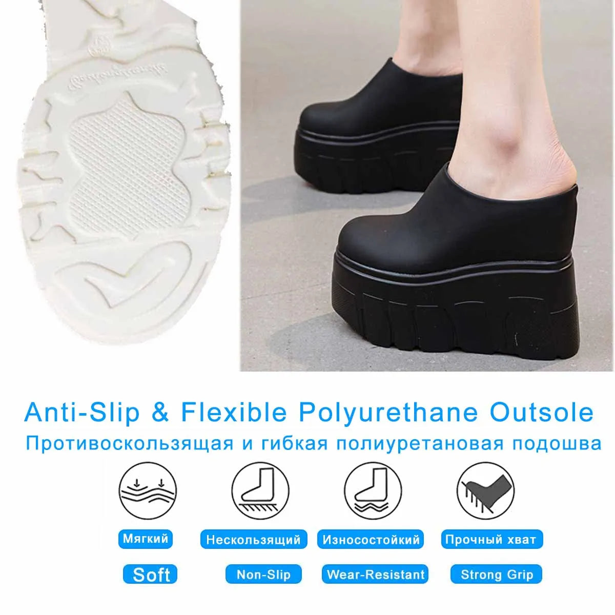 Fujin 14cm  Ladies Summer Shoes Slip on Genuine Leather Fashion Women Wedge Slipper Platform Wedge Sandals Sandals