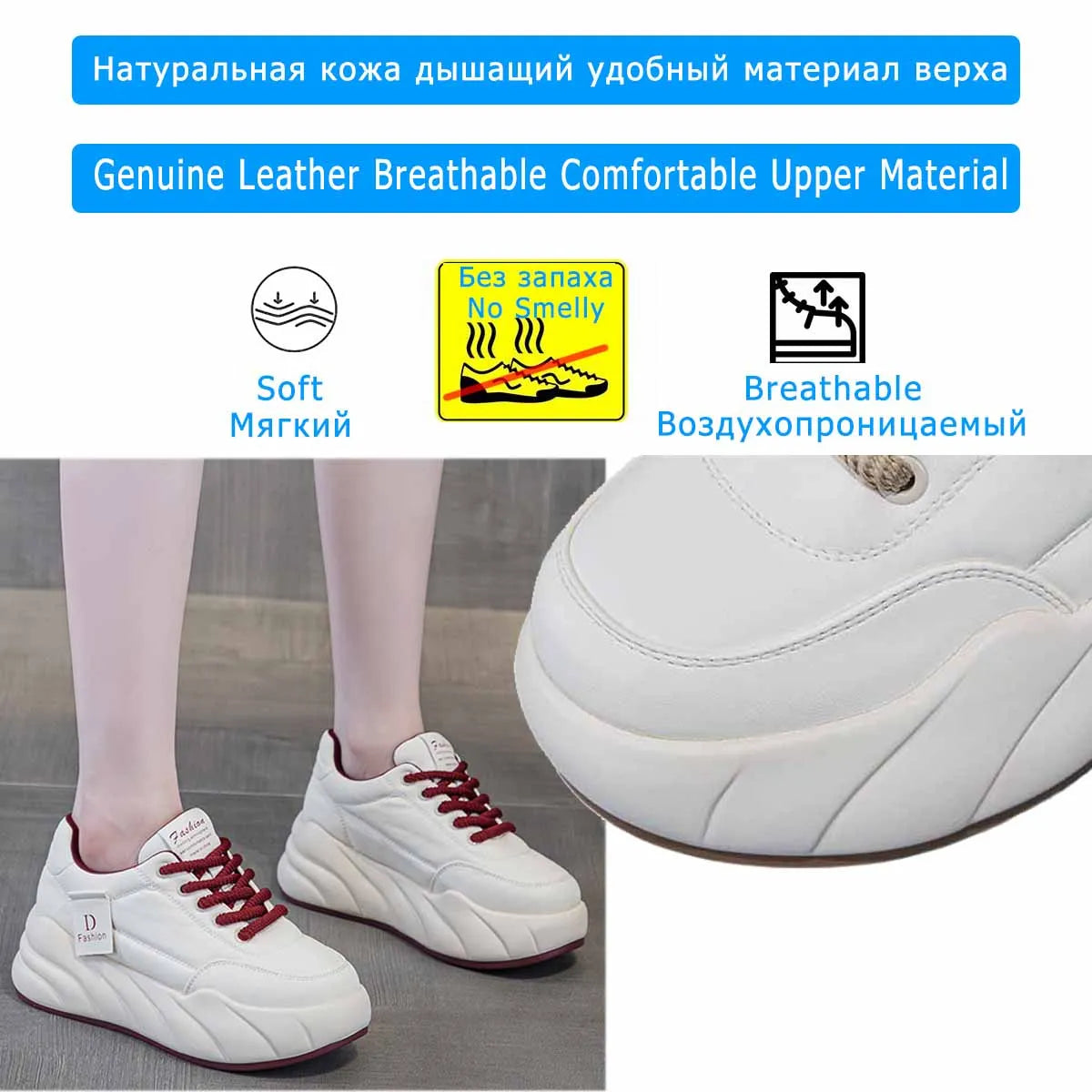 Koznoy 7cm Cow Genuine Leather Women Platform Wedge Fashion Lace Up Shoes Vulcanize Chunky Sneaker Ladies Fashion Vulcanize