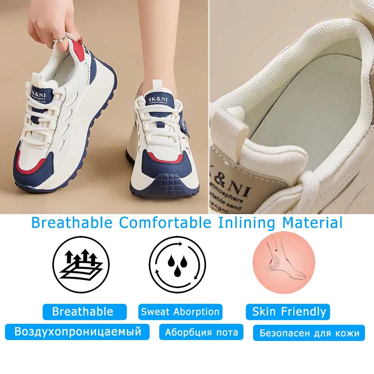 Fujin 8.5cm Synthetic Genuine Leather Spring Combat Autumn Ankle Platform Wedge Flats Chunky Sneakers Shoes Vulcanize Women