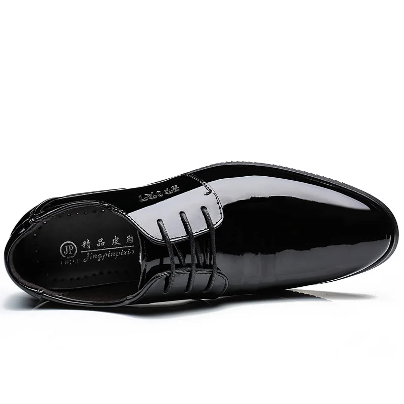 STRONGSHEN Italian Men Patent Leather Shoes Black Soft Bottom Spring And Autumn Man Men's Business Formal Wear Casual Shoes