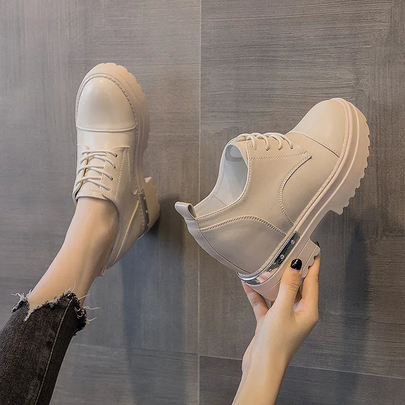 Fujin 9cm Women Boots Shoes Genuine Leather Heel Platform Wedge Autumn Autumn Women Casual Shoes Sneakers Slip On Slipony Booty