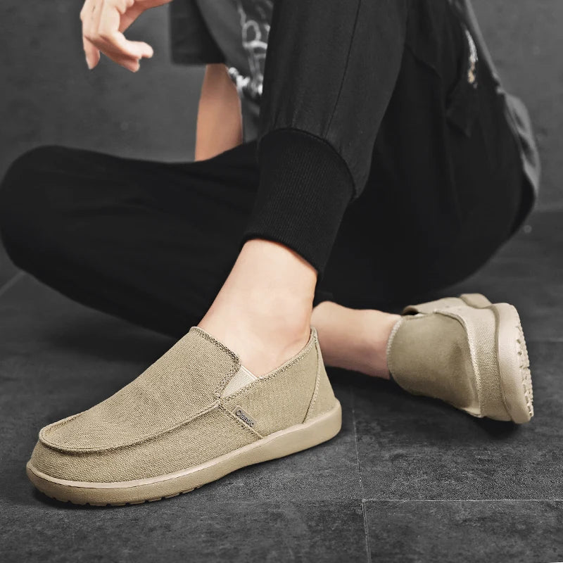 Fashion Men's Sneakers Canvas Breathable Men's Walking Driving Shoes Comfortable Outdoor Men Flats Casual Shoes Tenis Masculino