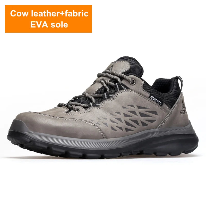 HUMTTO Leather Casual Boots for Men Luxury Designer Hiking Shoes Outdoor Climbing Trekking Sneakers Mens Sports Walking Man Shoe