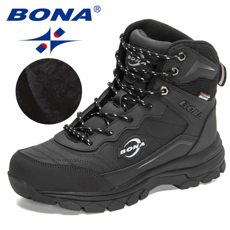 BONA  New Designers Nubuck Winter Warm Plush Outdoor Snow Boots Men Work Casual Shoes Man Non-slip Hiking Shoes Mansculino