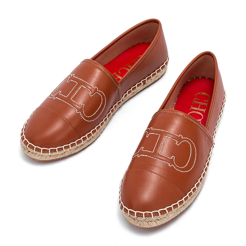 New Loafers Casual Shoes PU Fisherman Shoes Flat Grass Weave Shoes