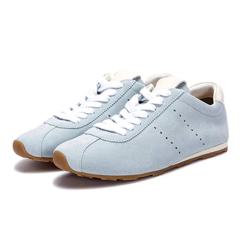 Balance Shoes Tech Orthopedic Women's Casual Shoes Suede Flats Running Shoes Lace Up Tennis Shoes Blue