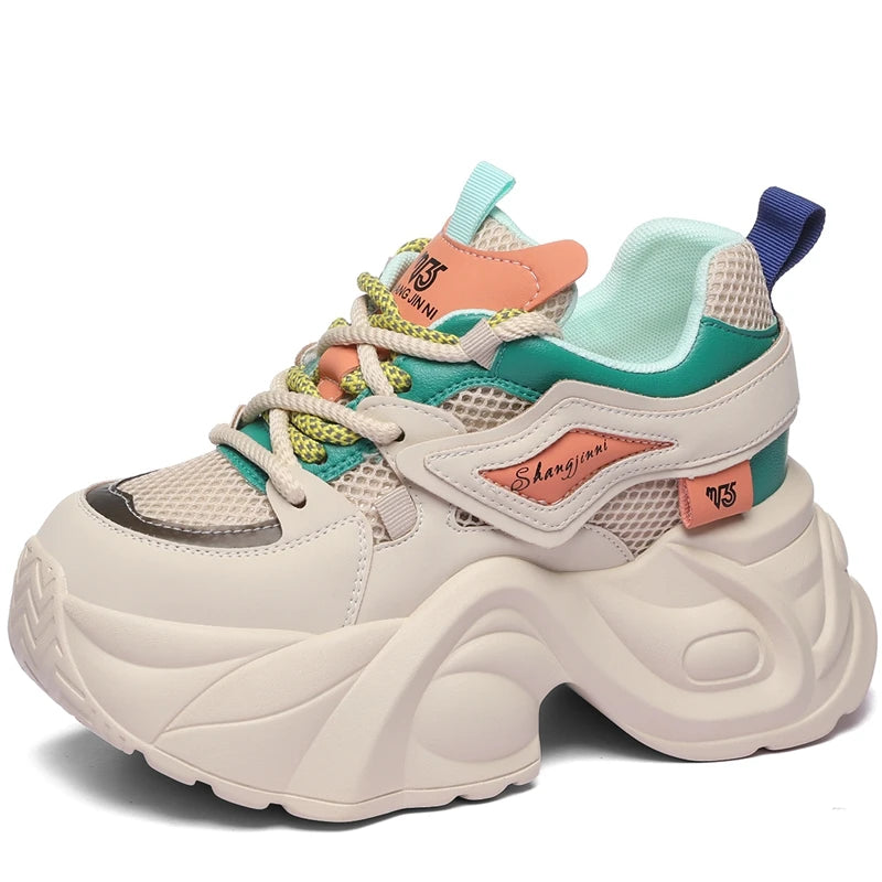 Autuspin Women Summer Vulcanized Shoes Platform Fashion Sneakers Female Street Style Chunky Wedges Ladies Leisure Footwear Woman