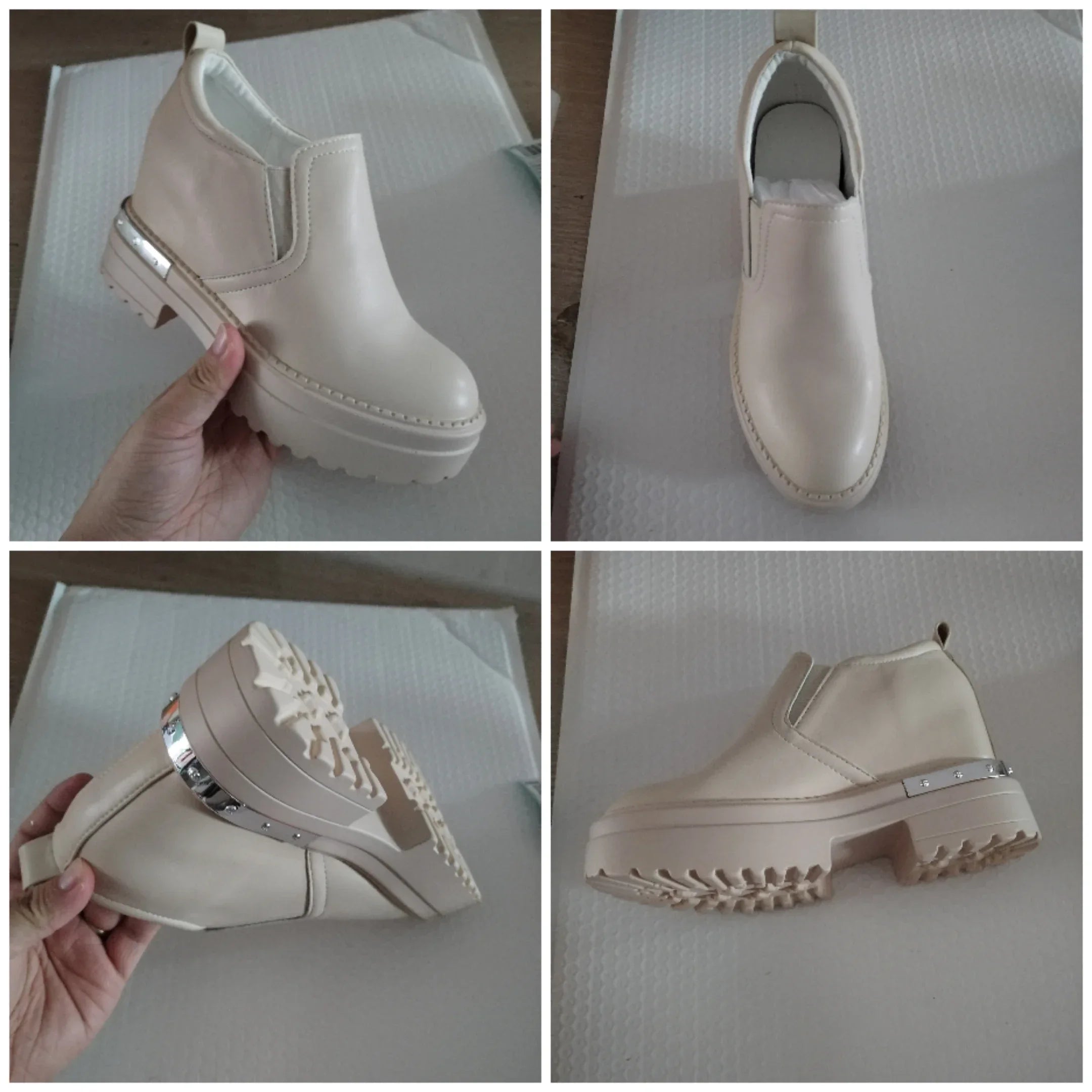 Fujin 9cm Women Boots Shoes Genuine Leather Heel Platform Wedge Autumn Autumn Women Casual Shoes Sneakers Slip On Slipony Booty