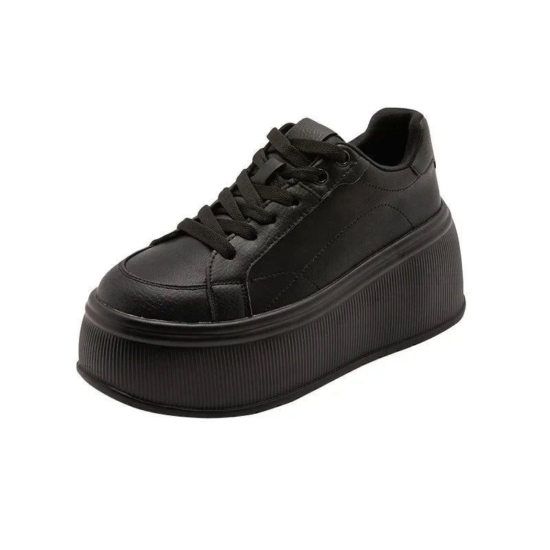 Koznoy 7cm Microfiber Leather Vulcanize Casual Women Spring Autumn Platform Wedge Sneakers Breathable High Brand Ladies Shoes