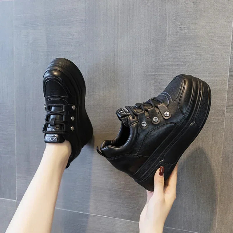 Fujin 9cm Microfiber Genuine Leather Vulcanize Summer High Brand Comfy Spring Autumn Platform Women Chunky Sneaker Loafer Shoes