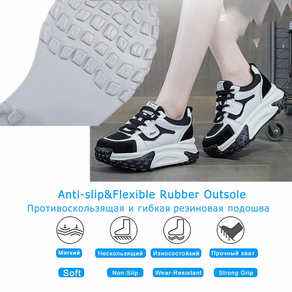 Fujin 7cm Platform Sneakers Microfiber Leather Cushioning Vulcanized Chunky Hidden Heel Comfy Breathable Women Spring Sneakers