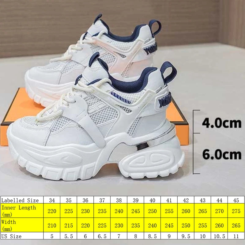 Fujin 10cm Air Mesh Microfiber Leather Summer Platform Wedge Women Casual Shoes Autumn Lady Fashion Shoes Chunky Sneakers Skate