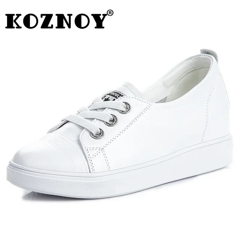 Fujin 5cm Genuine Leather Vulcanize Women Chunky Sneaker Spring Lace Up Platform Summer Autumn High Brand Comfy Loafer Shoes