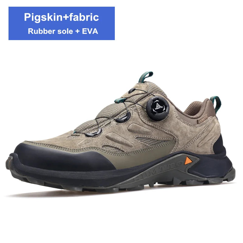 HUMTTO Leather Trekking Shoes Luxury Designer Hiking Boots Mens Outdoor Climbing Sneakers for Men Sports Safety Work Man Sneaker