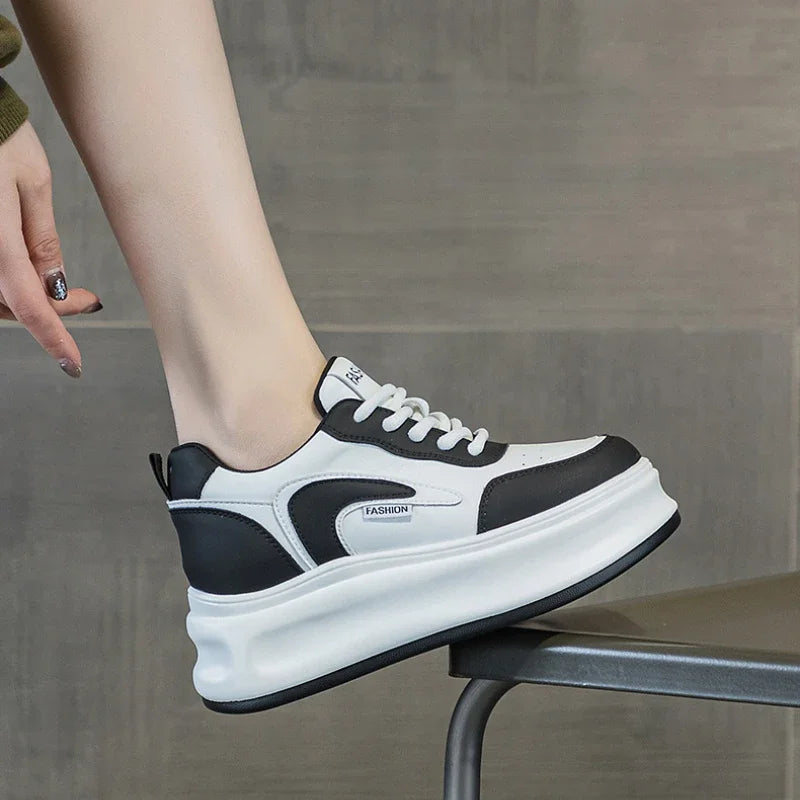 Fujin 8cm New Platform Wedge Sneakers Air Mesh Summer Sandals Shoes Women Shoes Spring Autumn Genuine Leather Vulcanize Footwear