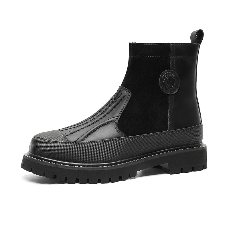 High Top Lace Men Boots Autumn Winter Cowhide Male Riding Shoes Men Casual Bottom Men Boots Soft British Retro Boots Size 38-44